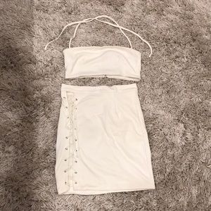 2 piece ivory skirt set